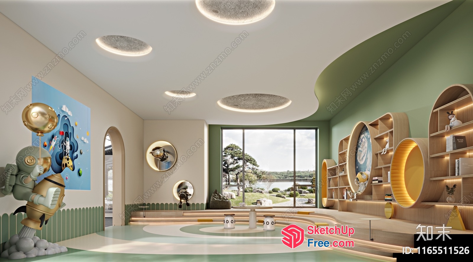 Futuristic Space-Themed Interior Design For A Children'S Play Area 3D SketchUp File