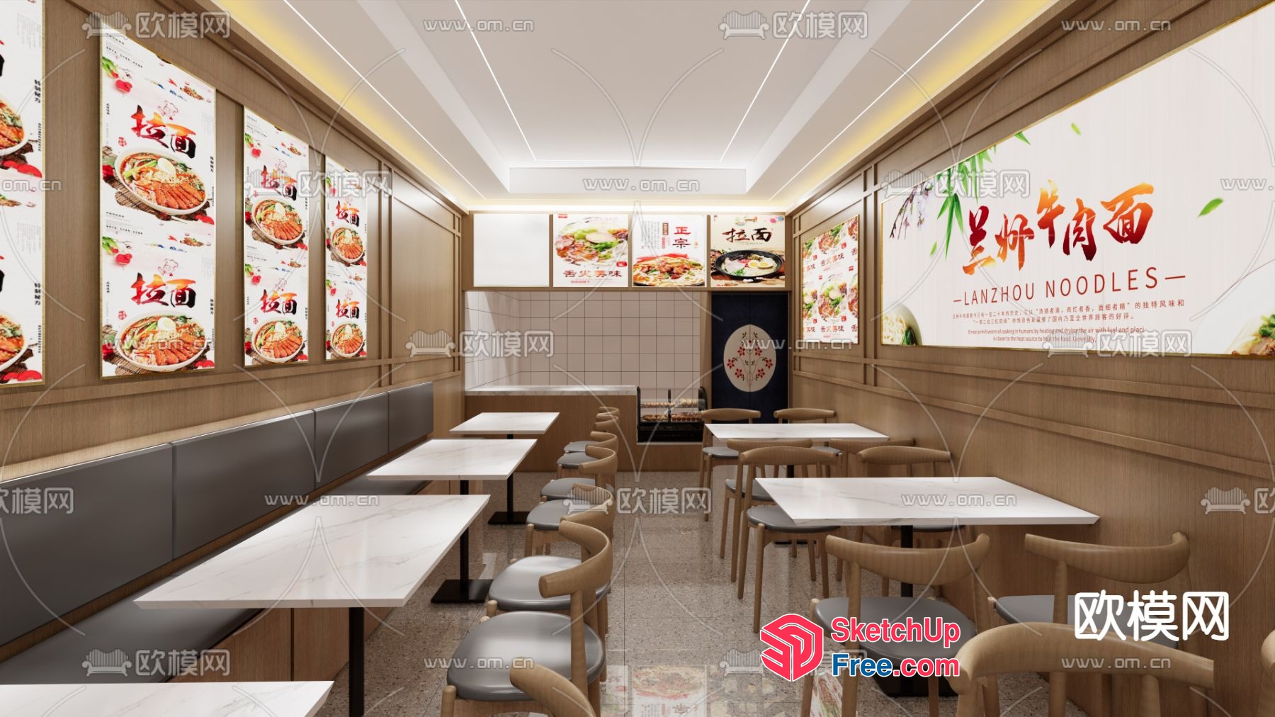 Modern Asian Restaurant Interior 3D SketchUp File
