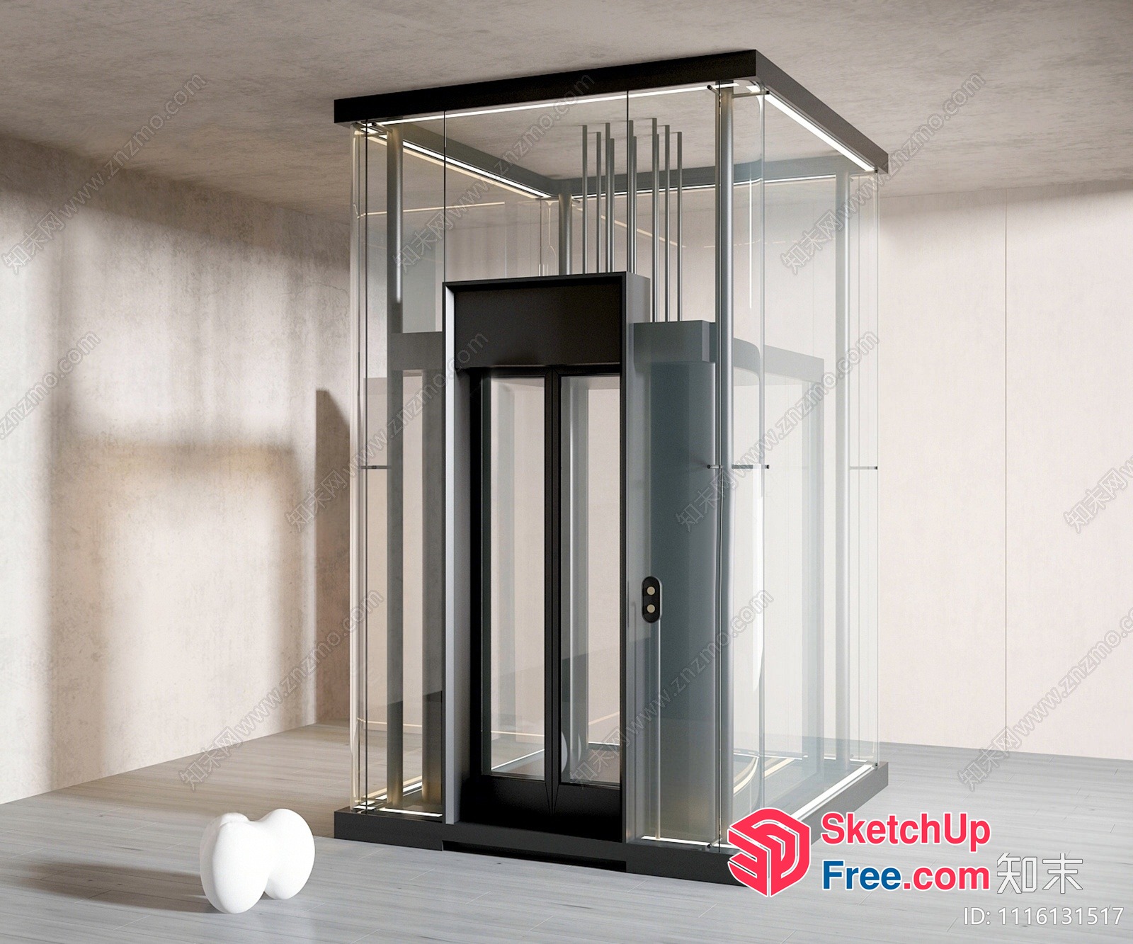 Elevator In A Modern Glass Enclosure 3D SketchUp File