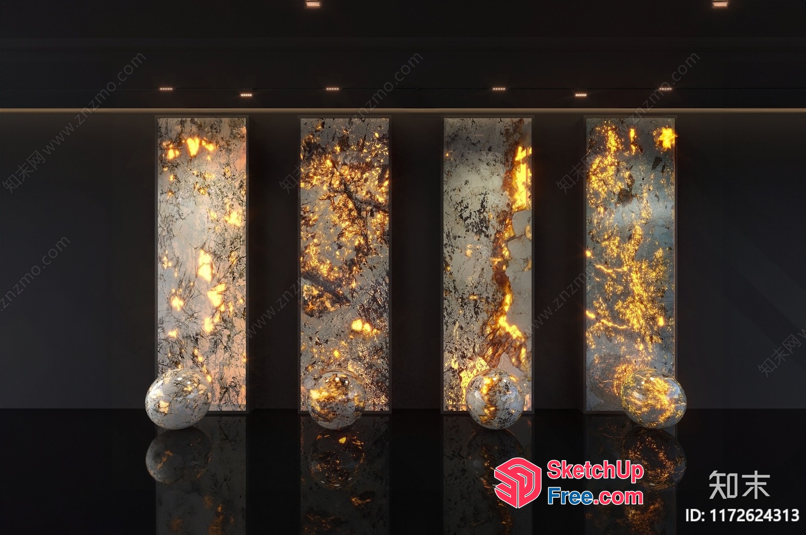 Marble And Glass Ball Interior Design 3D SketchUp File