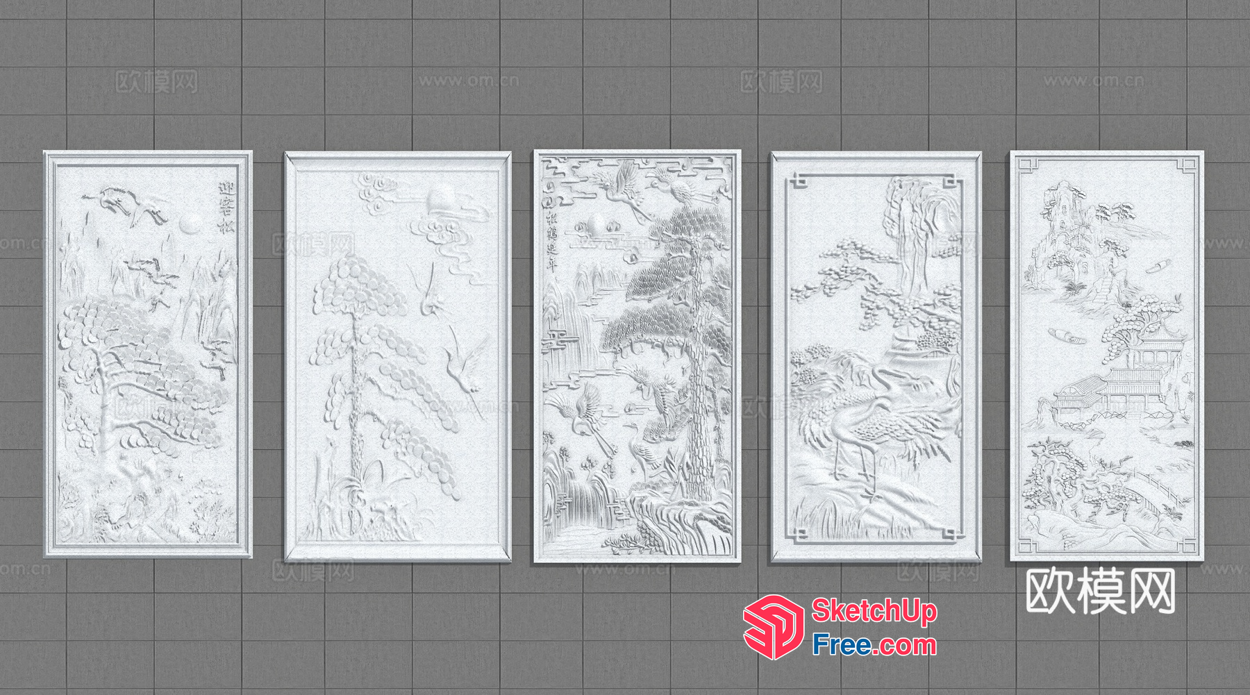 Carved Landscape Wall Panels 3D SketchUp File