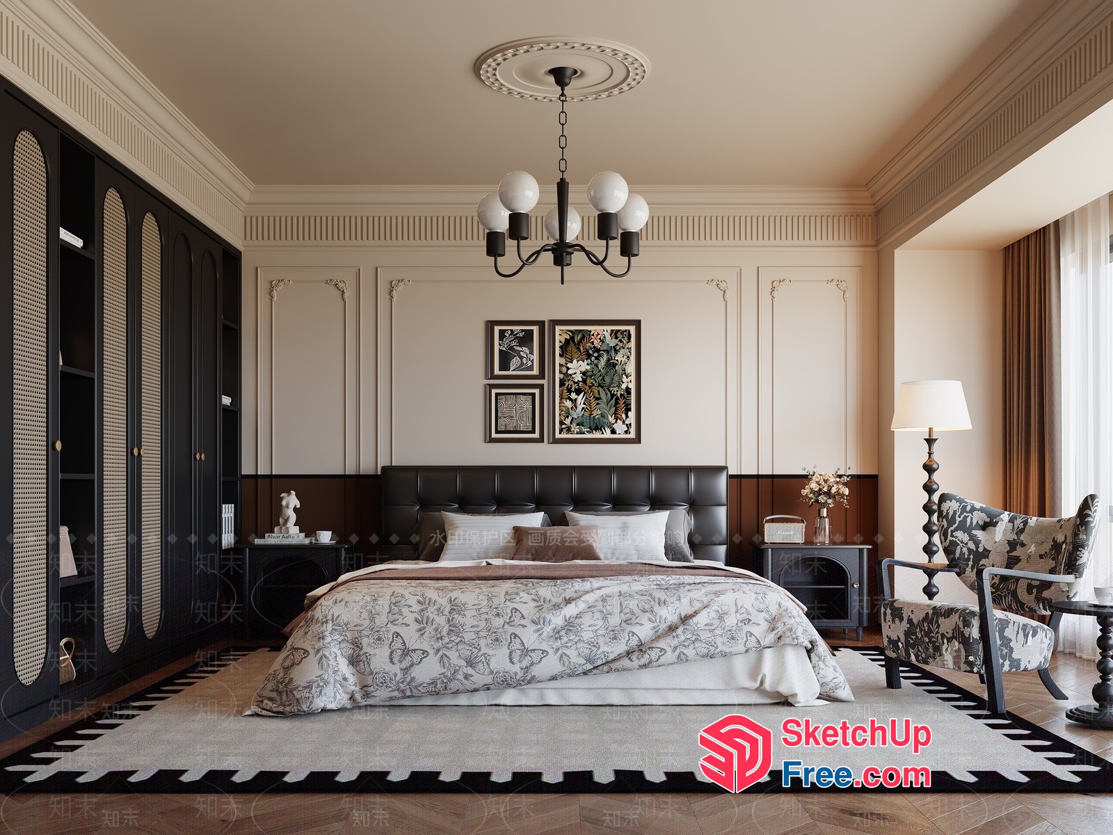 Classic European Style Bedroom Decor 3D SketchUp File