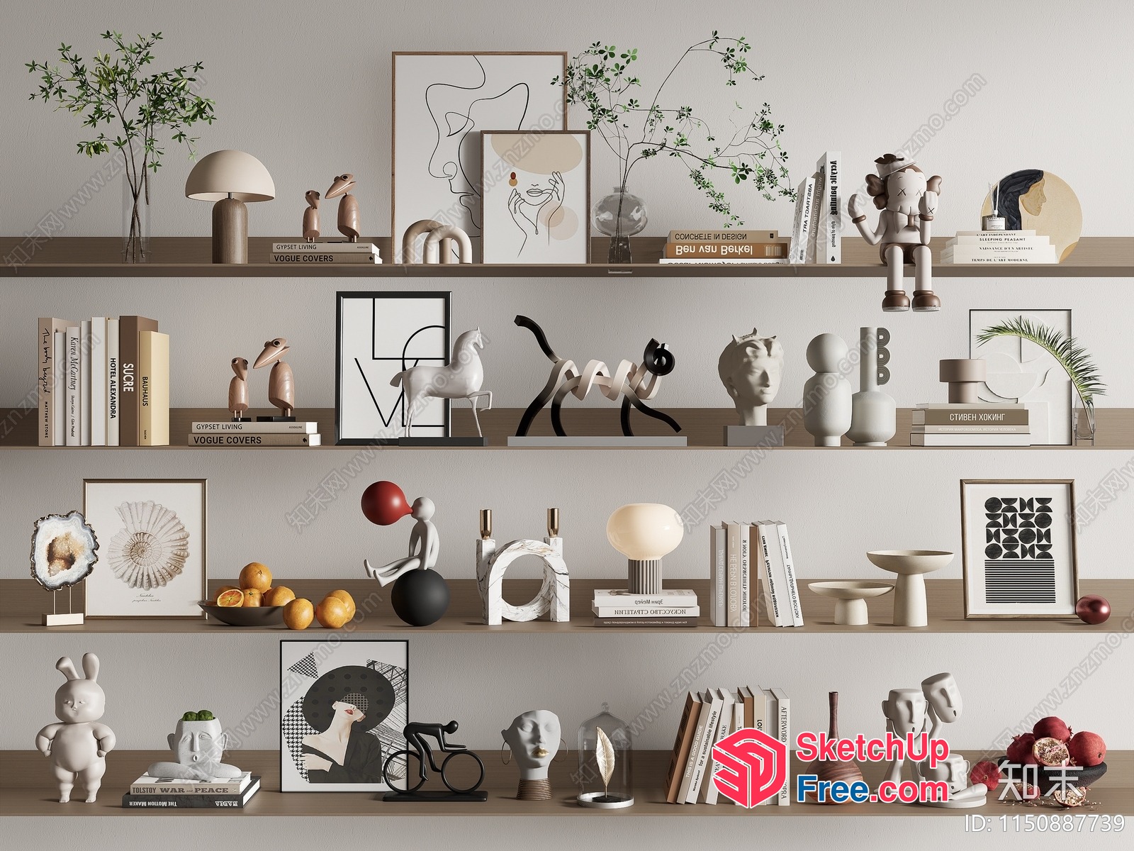 Modern Minimalist Shelf Decorations 3D SketchUp File