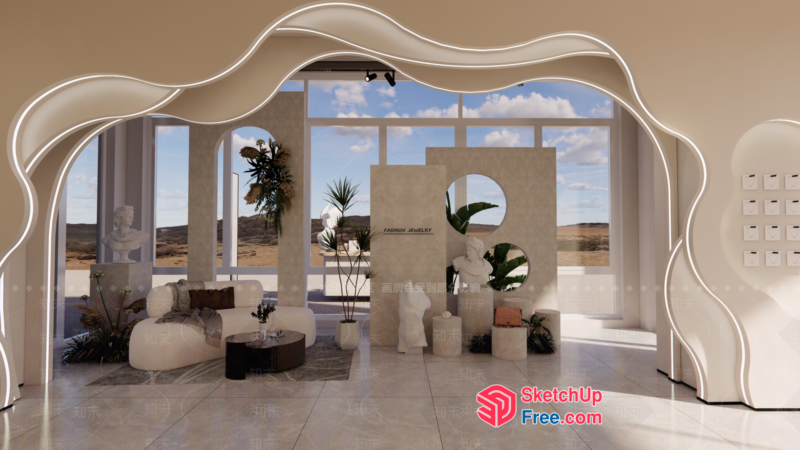 Modern Minimalist Interior Design With Natural Light 3D SketchUp File