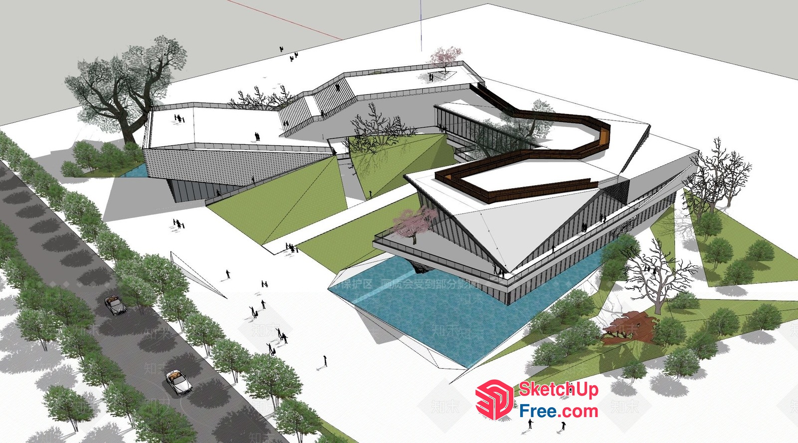 Modern Architectural Design For Office Building 3D SketchUp File