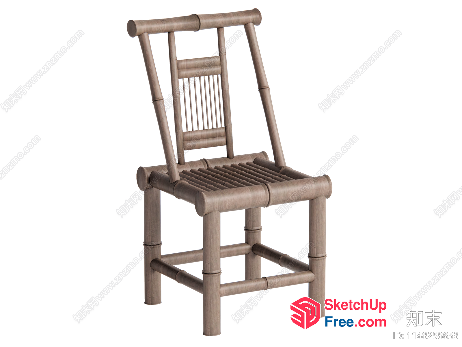 Wooden Bamboo Style Chair 3D SketchUp File