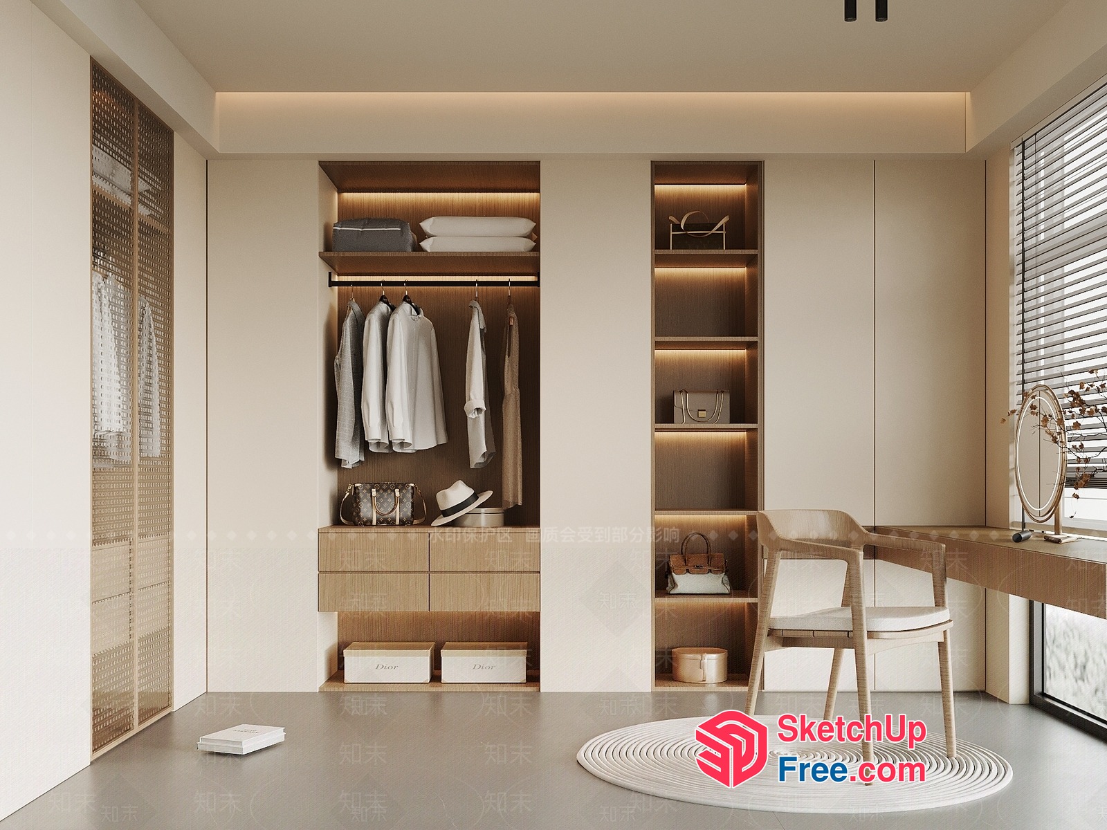 Modern Minimalist Japanese-Style Bedroom 3D SketchUp File