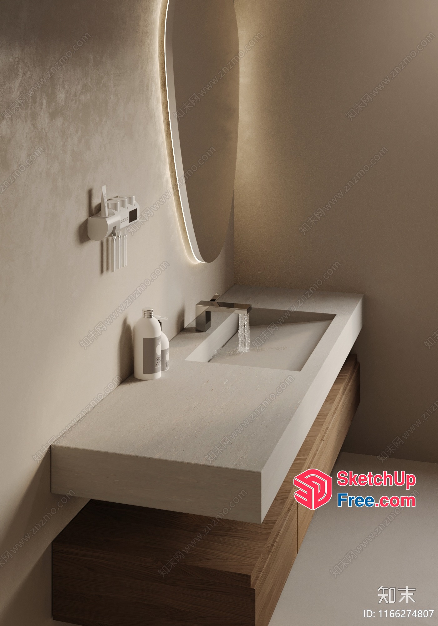 Modern Bathroom Sink With Faucet And Mirror 3D SketchUp File
