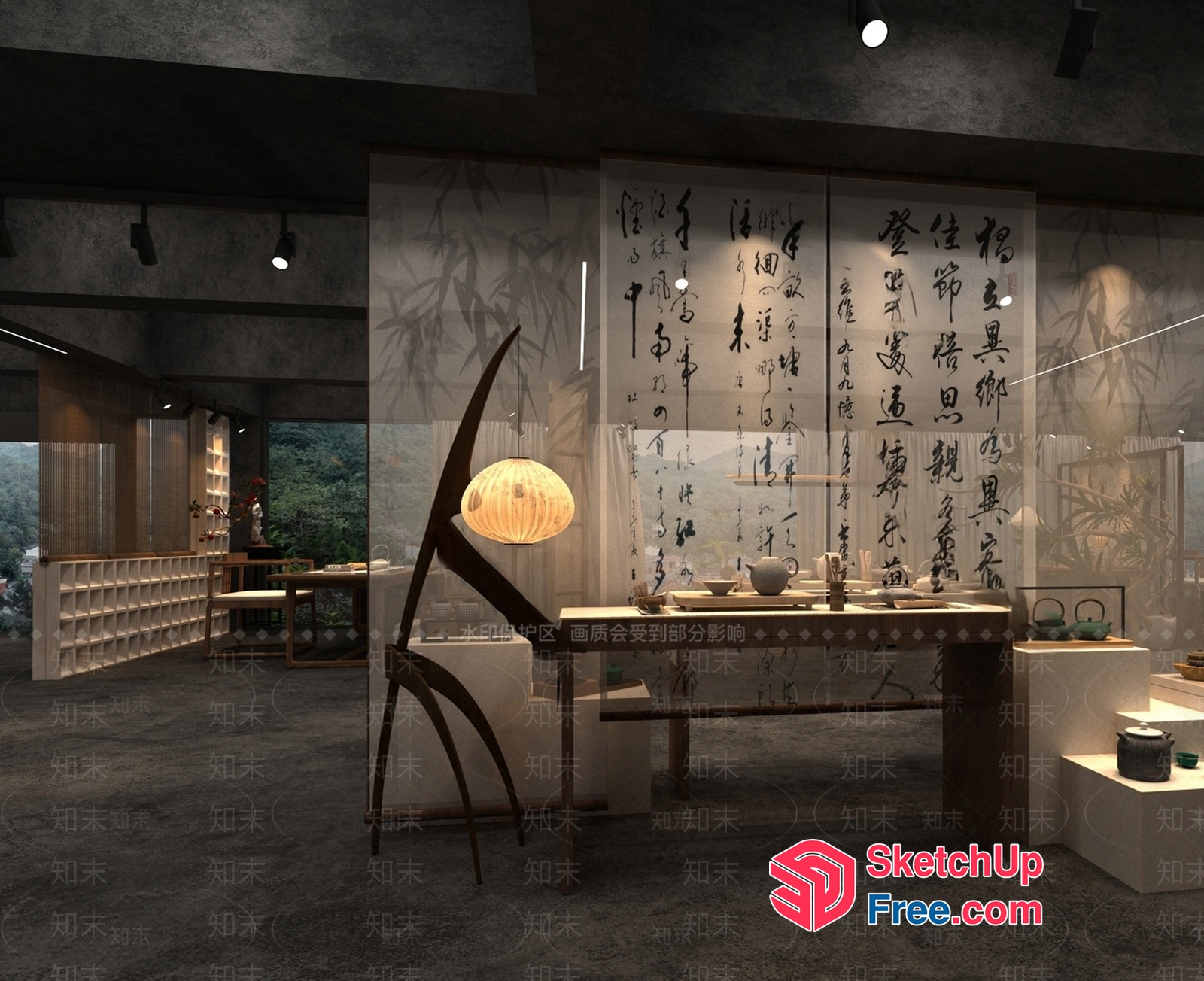 Oriental-Inspired Interior With Traditional Decor Elements 3D SketchUp File