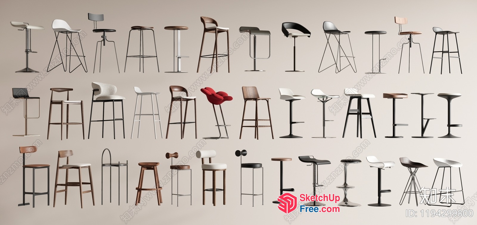 Stools And Bar Chairs Collection 3D SketchUp File