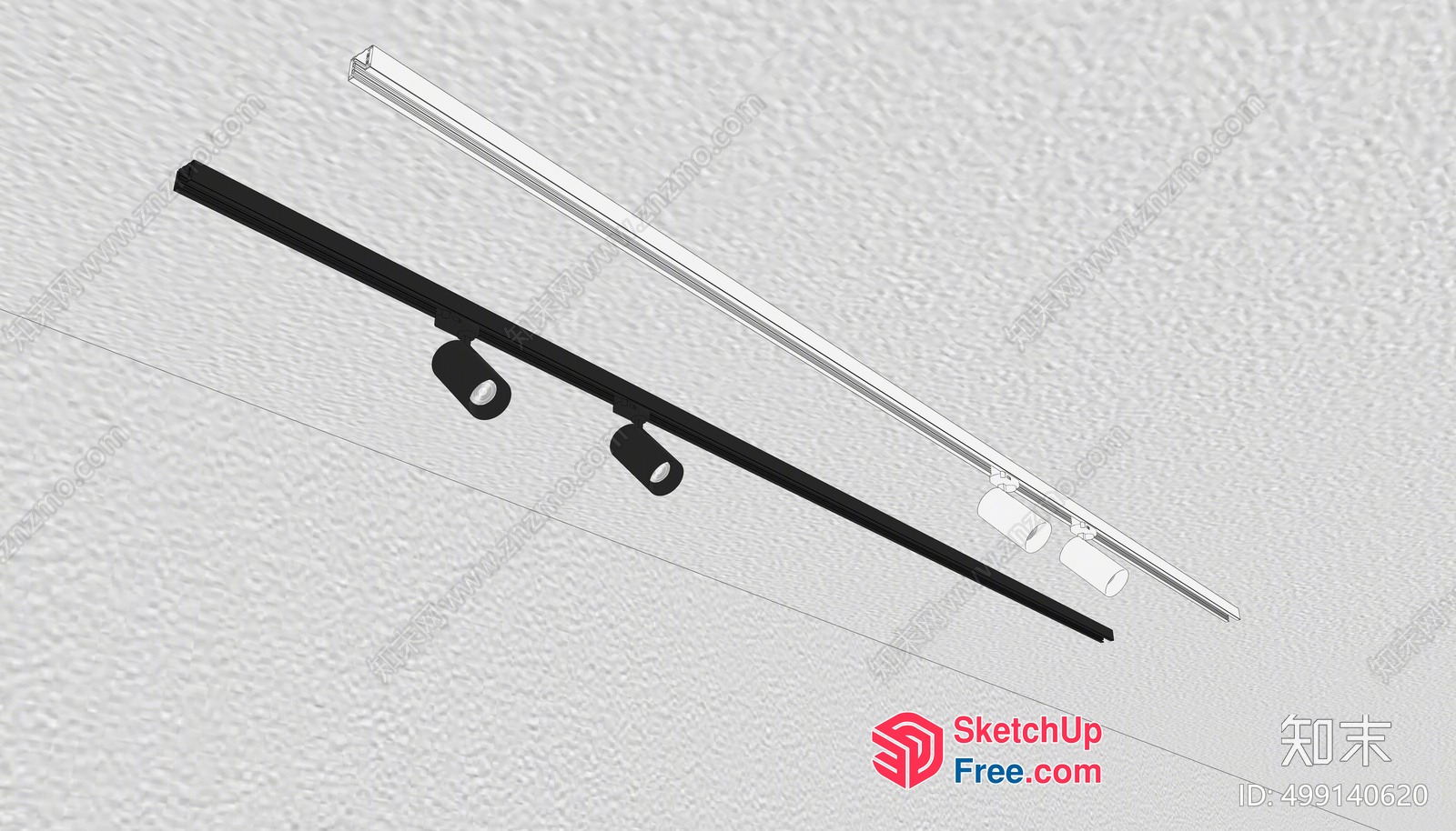 Modern Minimalist Black And White Track Lighting 3D SketchUp File