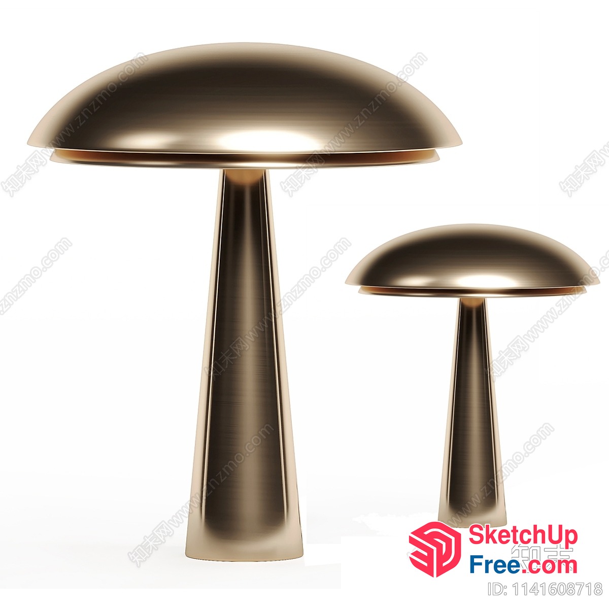 Two Metallic Mushroom-Like Lamps 3D SketchUp File