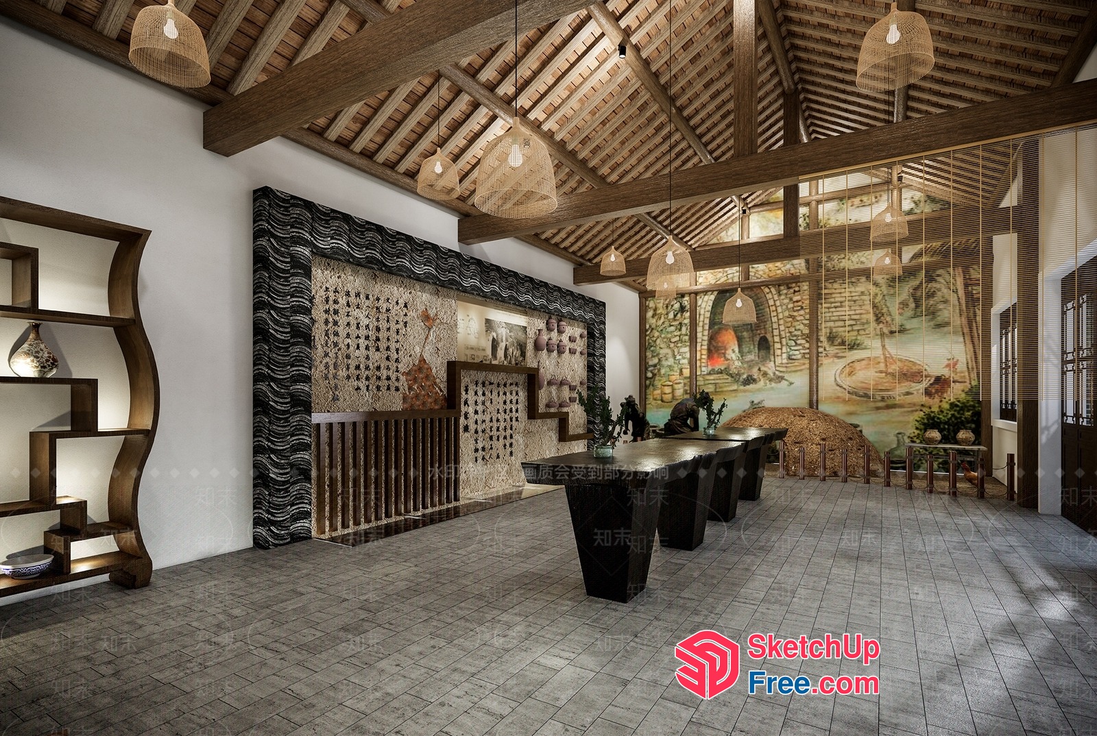 Traditional Chinese Style Interior Design With Ornate Decor 3D SketchUp File