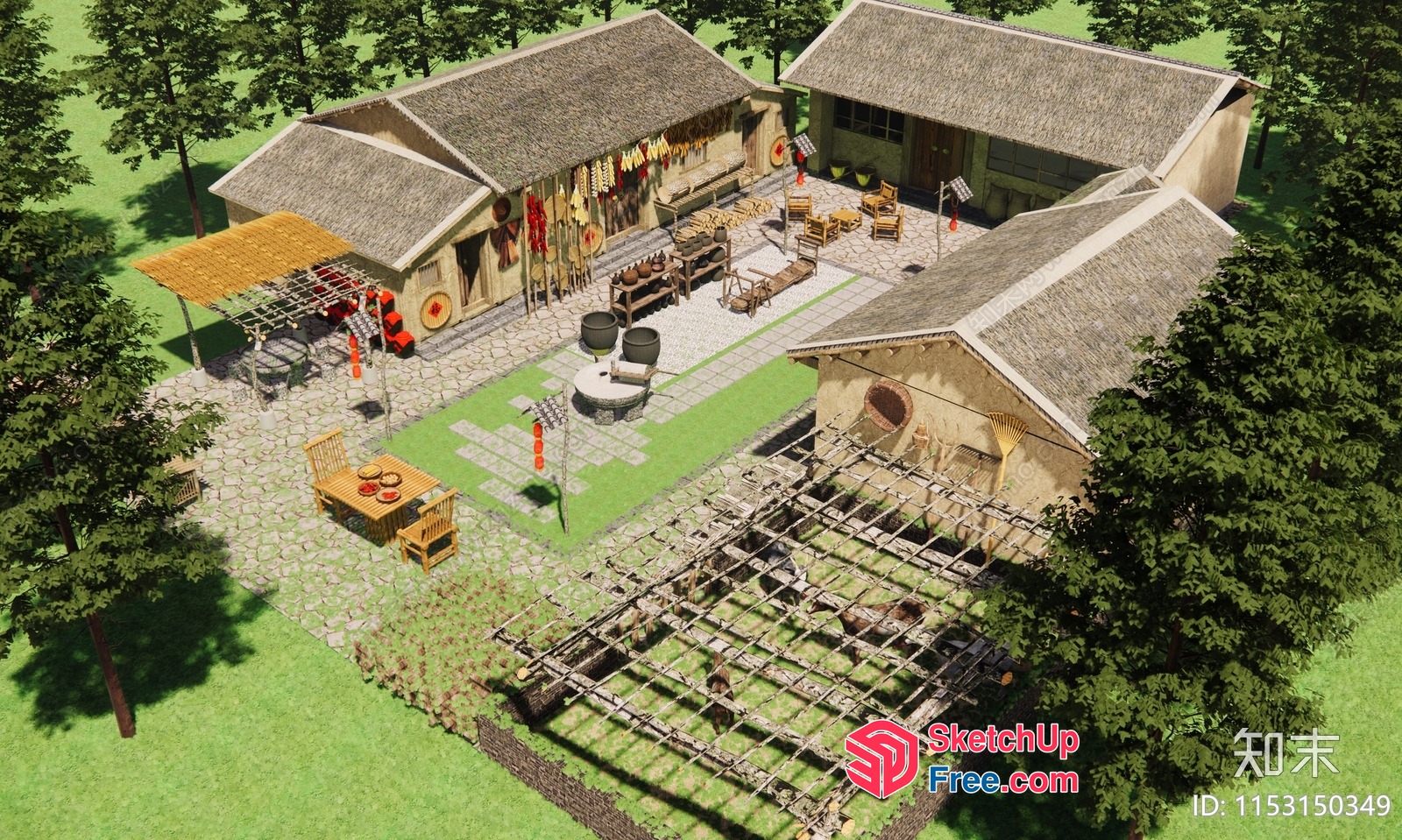Traditional Asian-Style Villa With Modern Decor 3D SketchUp File