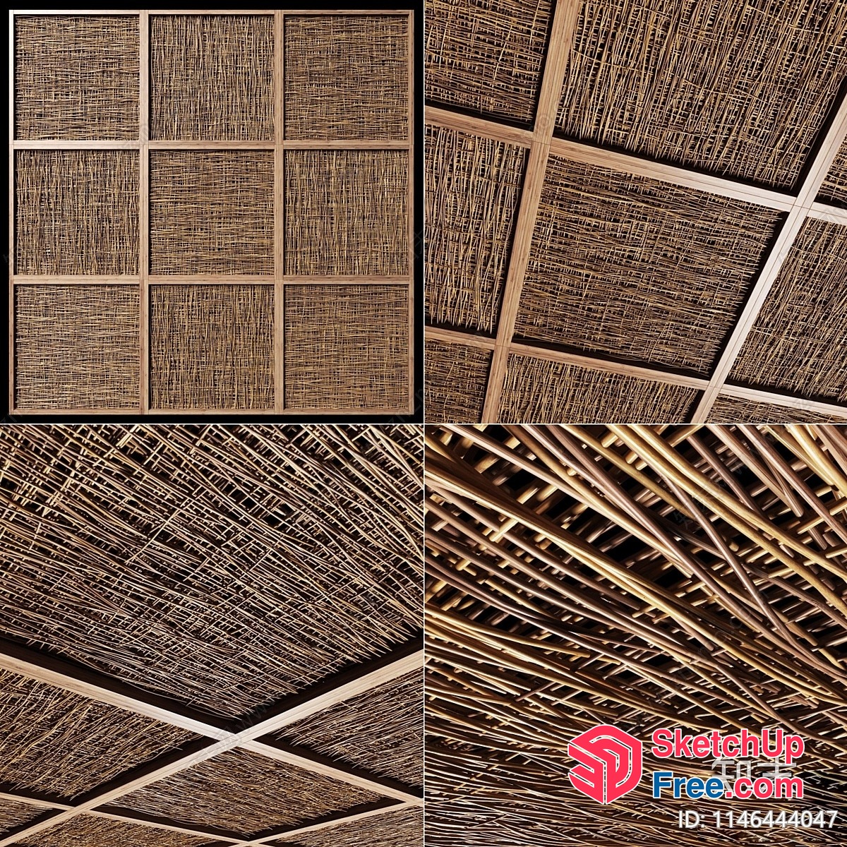 Wooden And Wicker Ceiling Design 3D SketchUp File
