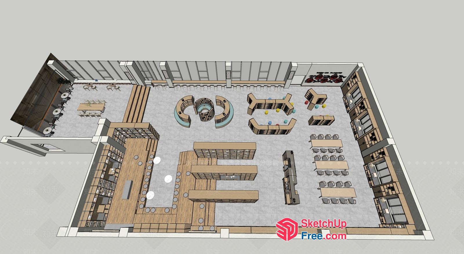 Modern Office Space With Natural Wood Accents 3D SketchUp File