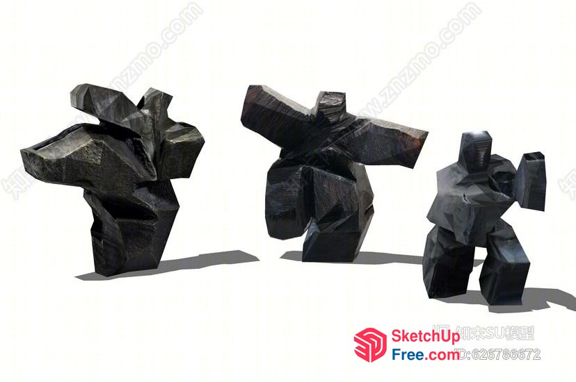 Abstract Stone Sculpture Figures 3D SketchUp File