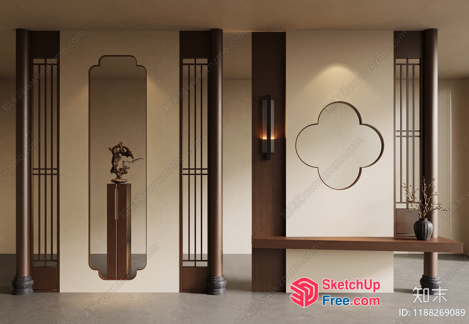 Traditional Japanese-Inspired Interior Design Elements 3D SketchUp File