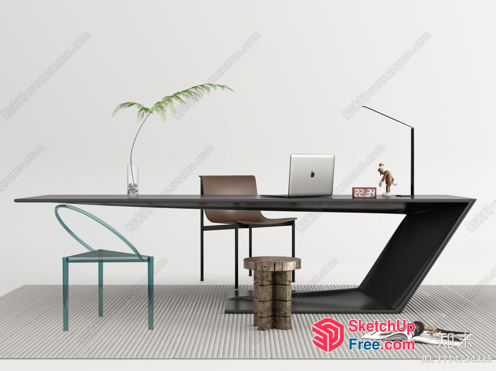 Modern Minimalist Office Space With Sleek Desk And Chair 3D SketchUp File
