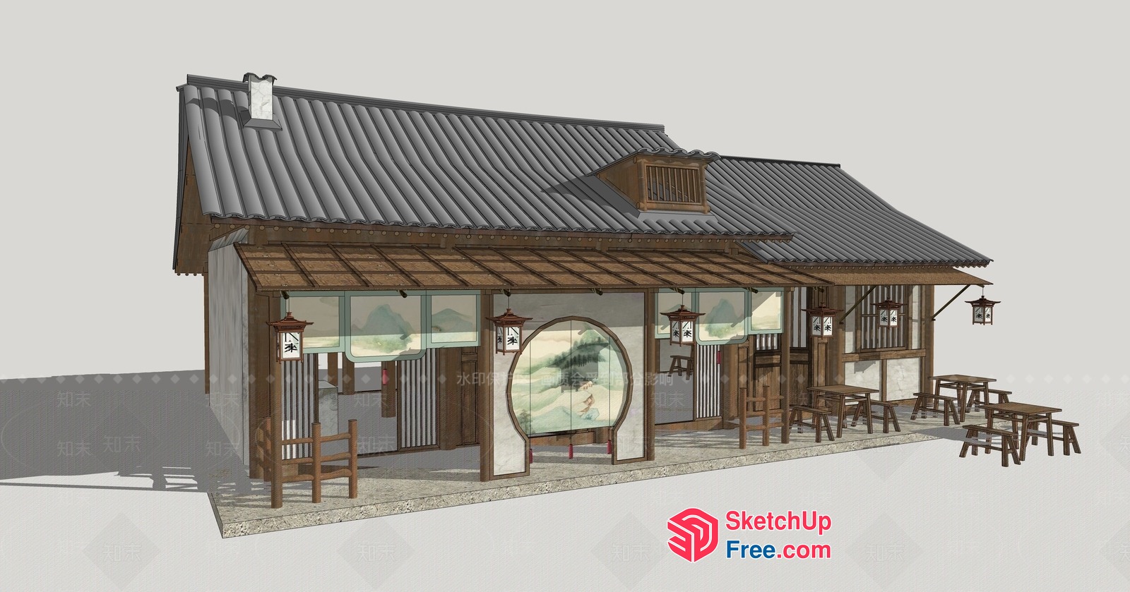 Traditional Japanese Style Building With A Modern Twist 3D SketchUp File