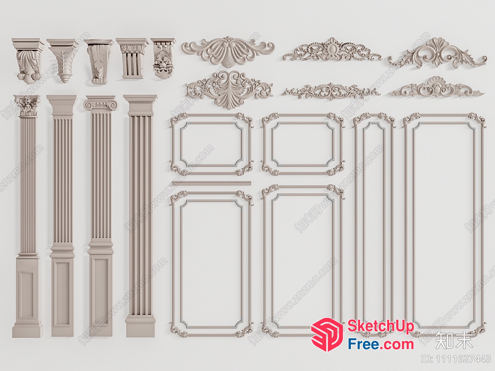 Ornate Pillars And Frames 3D SketchUp File