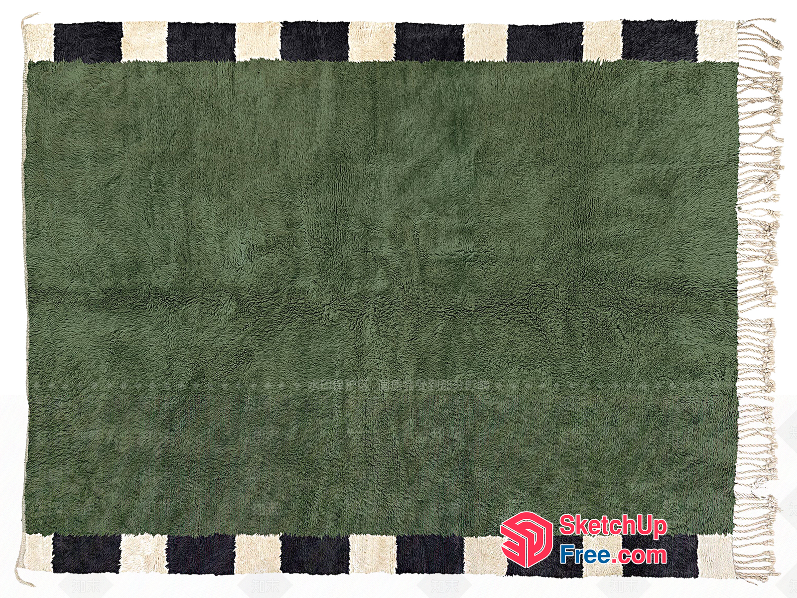 Simple Yet Elegant Green Rug With Black And White Border 3D SketchUp File