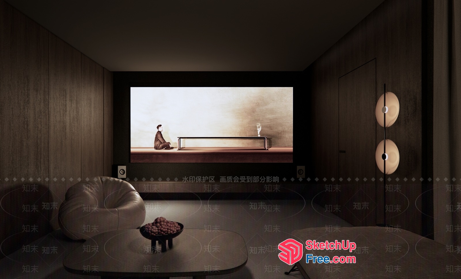Minimalist Japanese Style Living Room 3D SketchUp File
