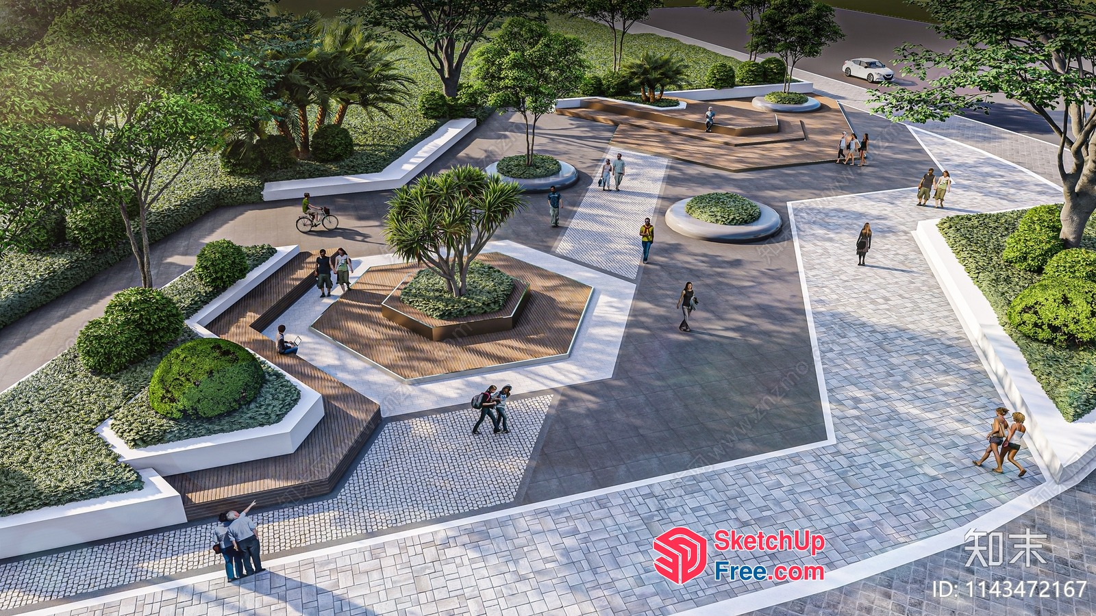 Modern Outdoor Park With Unique Landscaping 3D SketchUp File