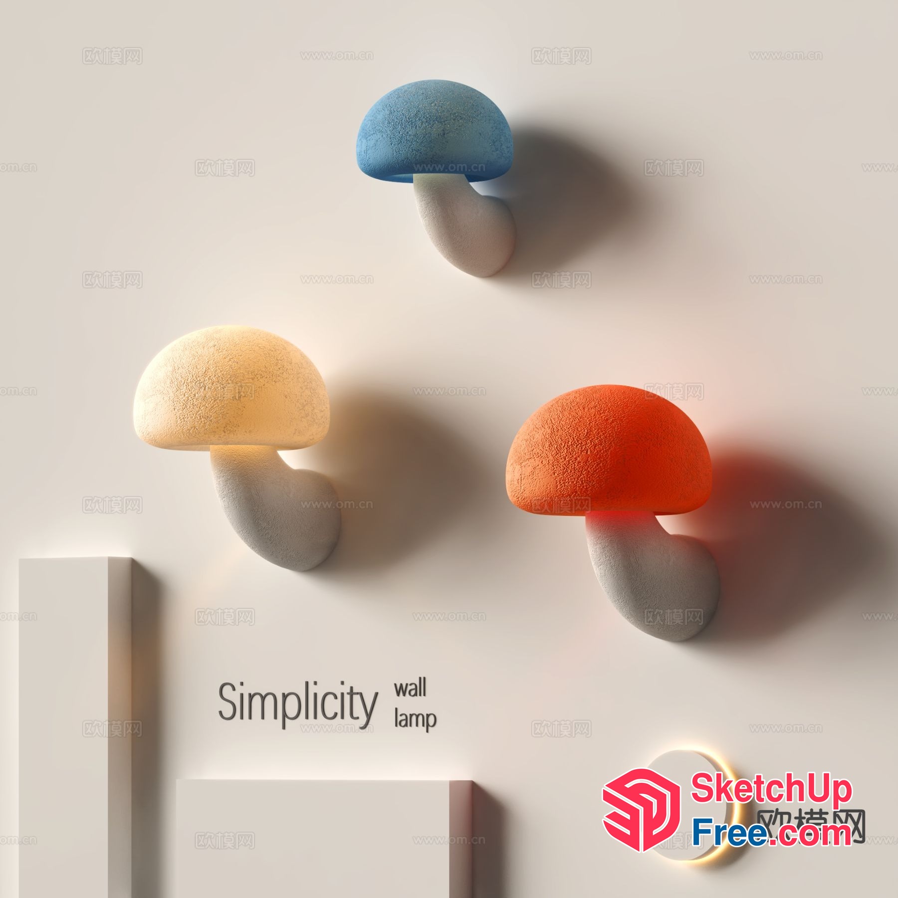 Modern Mushroom Shaped Wall Lamps 3D SketchUp File