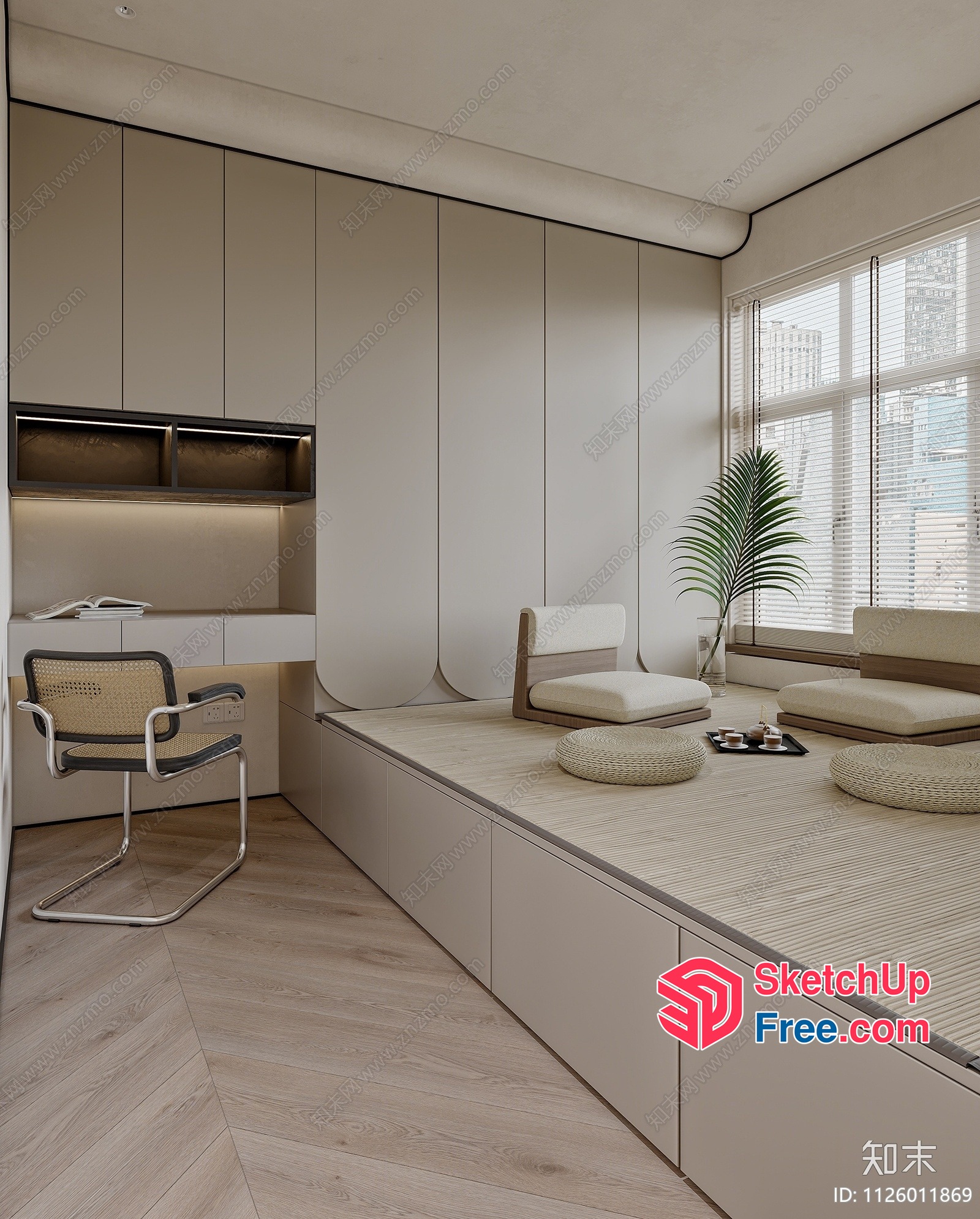 Minimalist Japanese Style Interior Design With Natural Light 3D SketchUp File