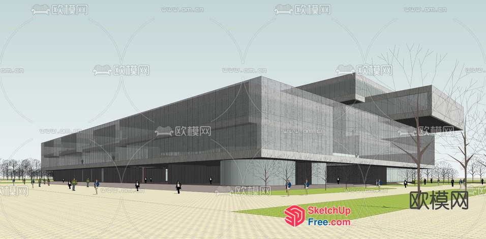 Modern Glass And Steel Building Exterior 3D SketchUp File