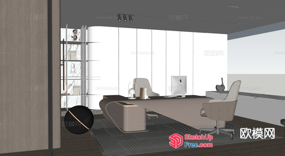 Modern Office Space With Minimalist Decor 3D SketchUp File
