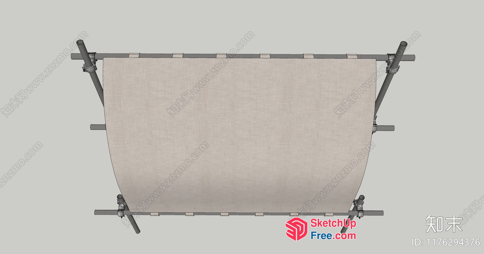 Bed With Canvas Backrest And Metal Frame 3D SketchUp File