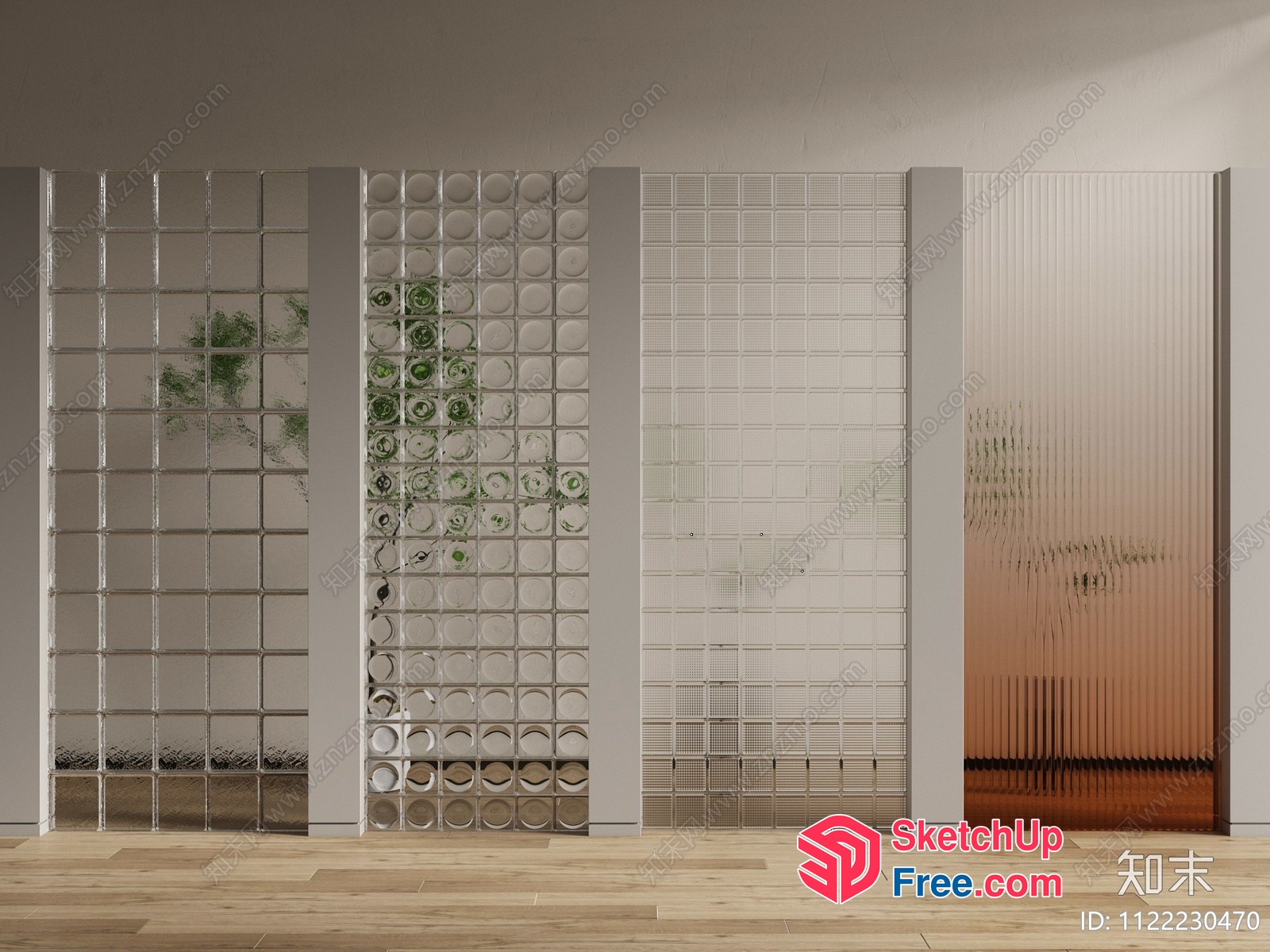 Glass Brick Partition Screen 3D SketchUp File
