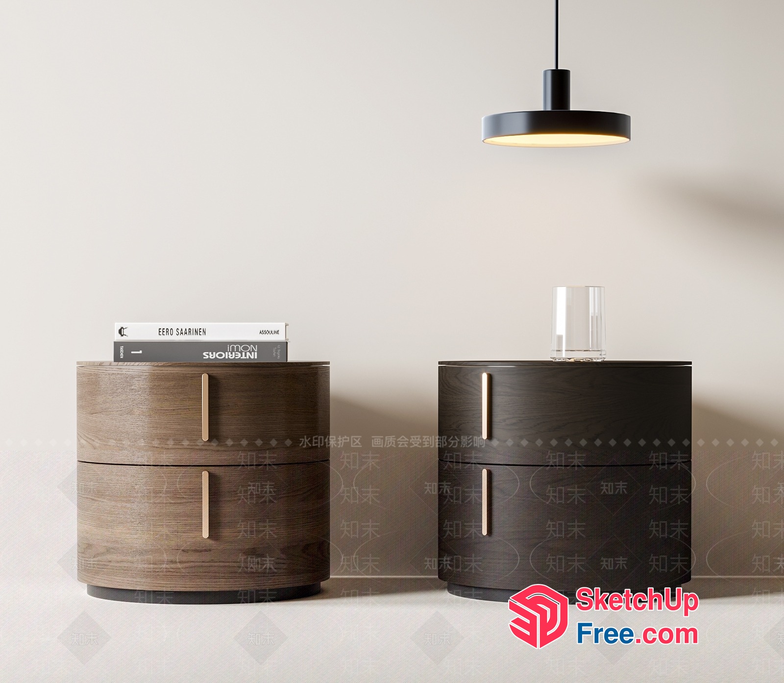 Two Modern Nightstands With Books And Lamp 3D SketchUp File