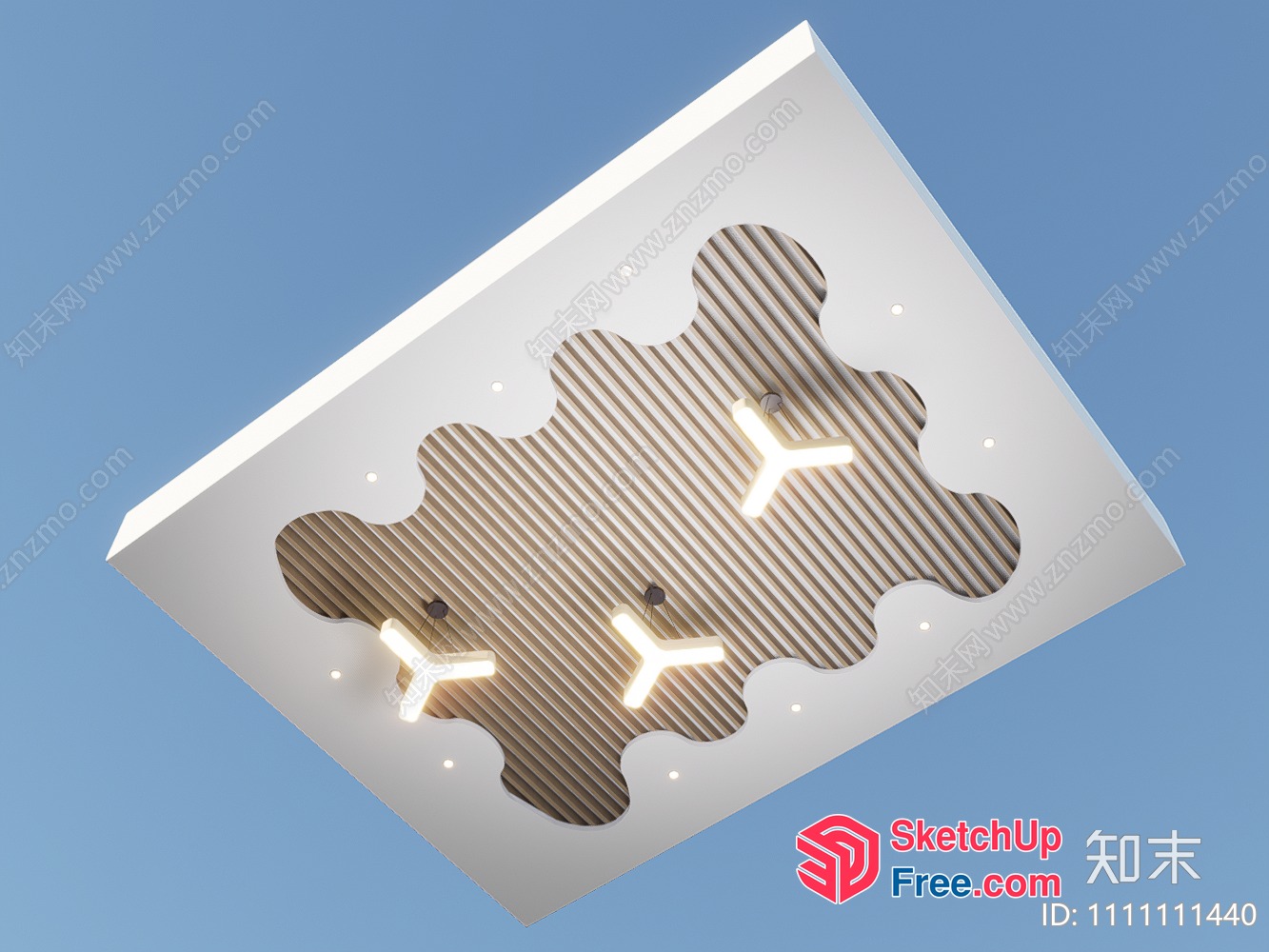 Ceiling With A Unique Design And Lighting Features 3D SketchUp File
