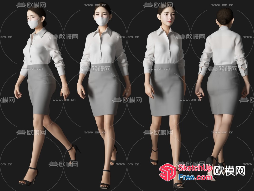 Modern Minimalist Office Woman 3D SketchUp File