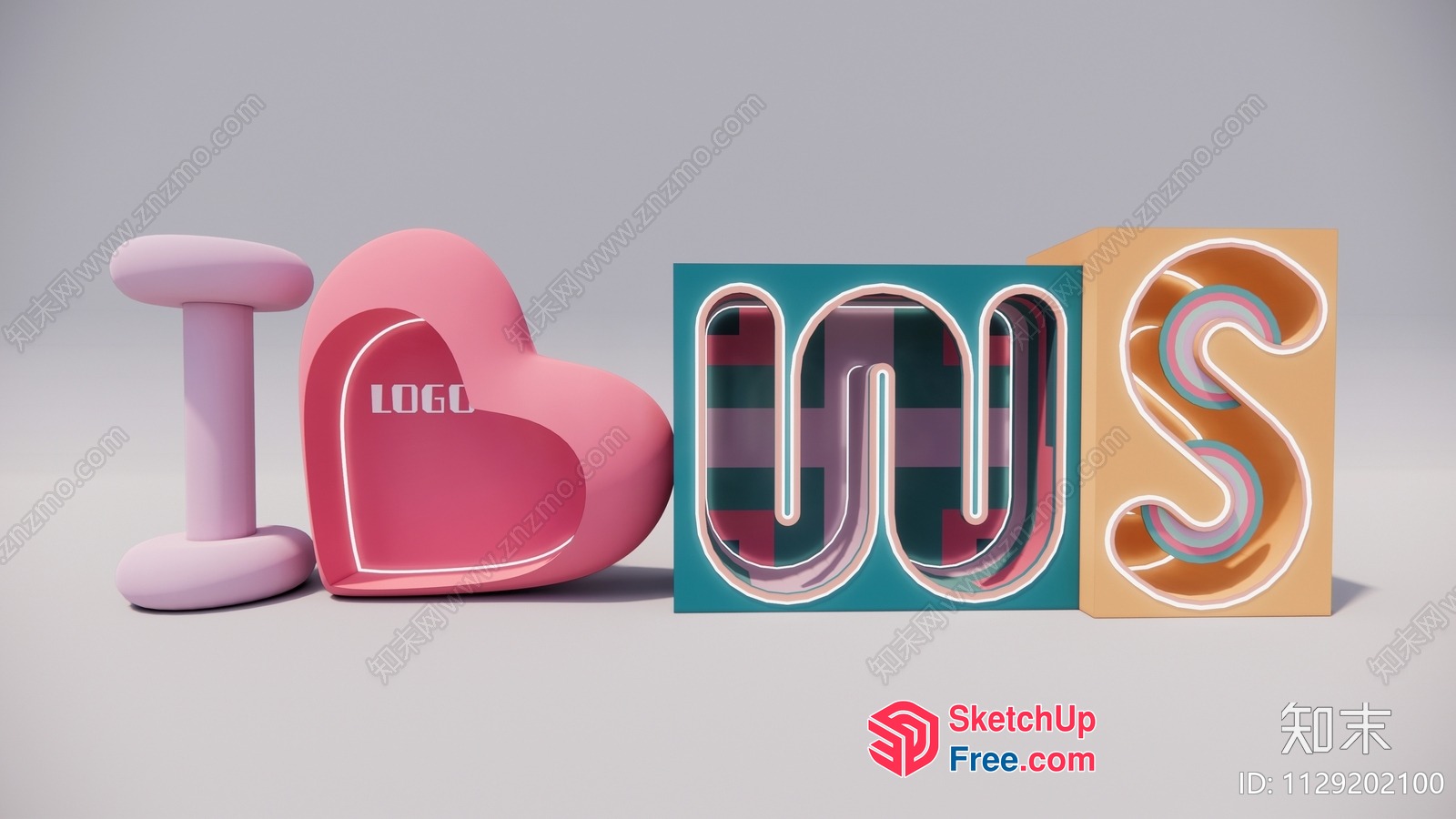 3D I Love You Letters 3D SketchUp File