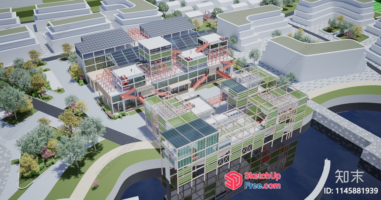 Modern Industrial Park Exterior 3D SketchUp File