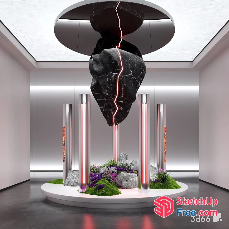 Futuristic Room With Unique Decorations And Lighting 3D SketchUp File