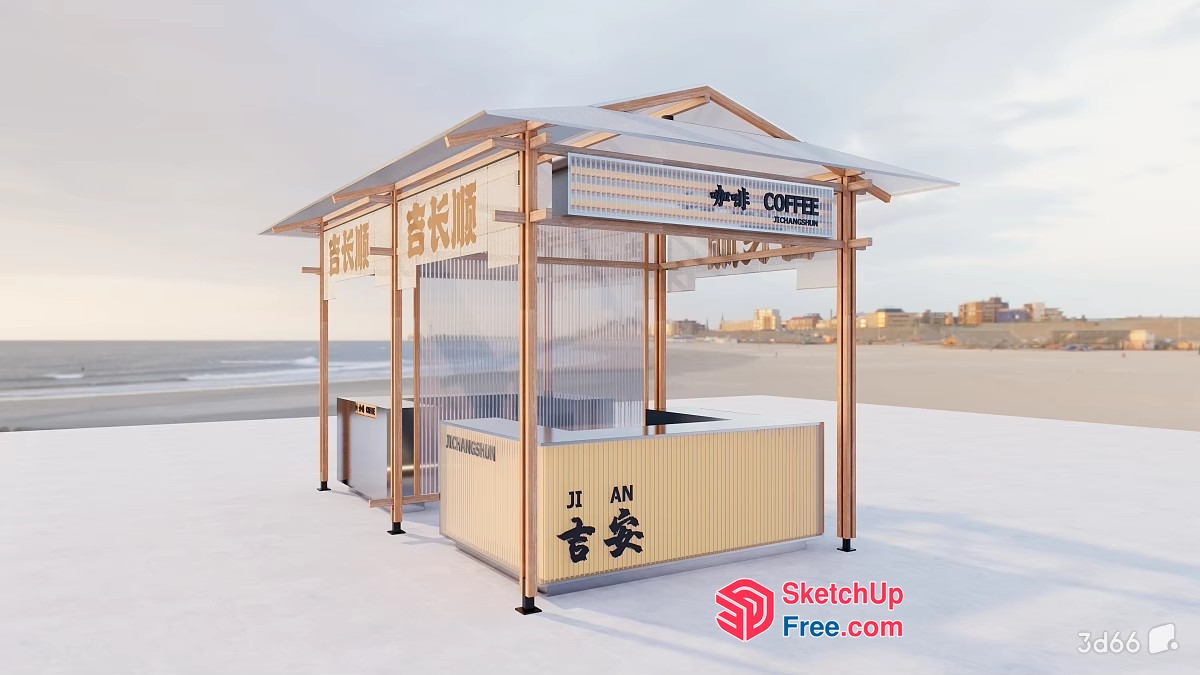 Beachside Coffee Kiosk 3D SketchUp File