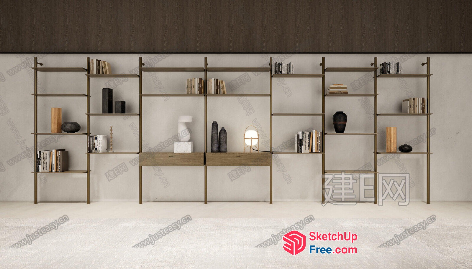 Modern Shelving Unit With Minimalist Decor 3D SketchUp File