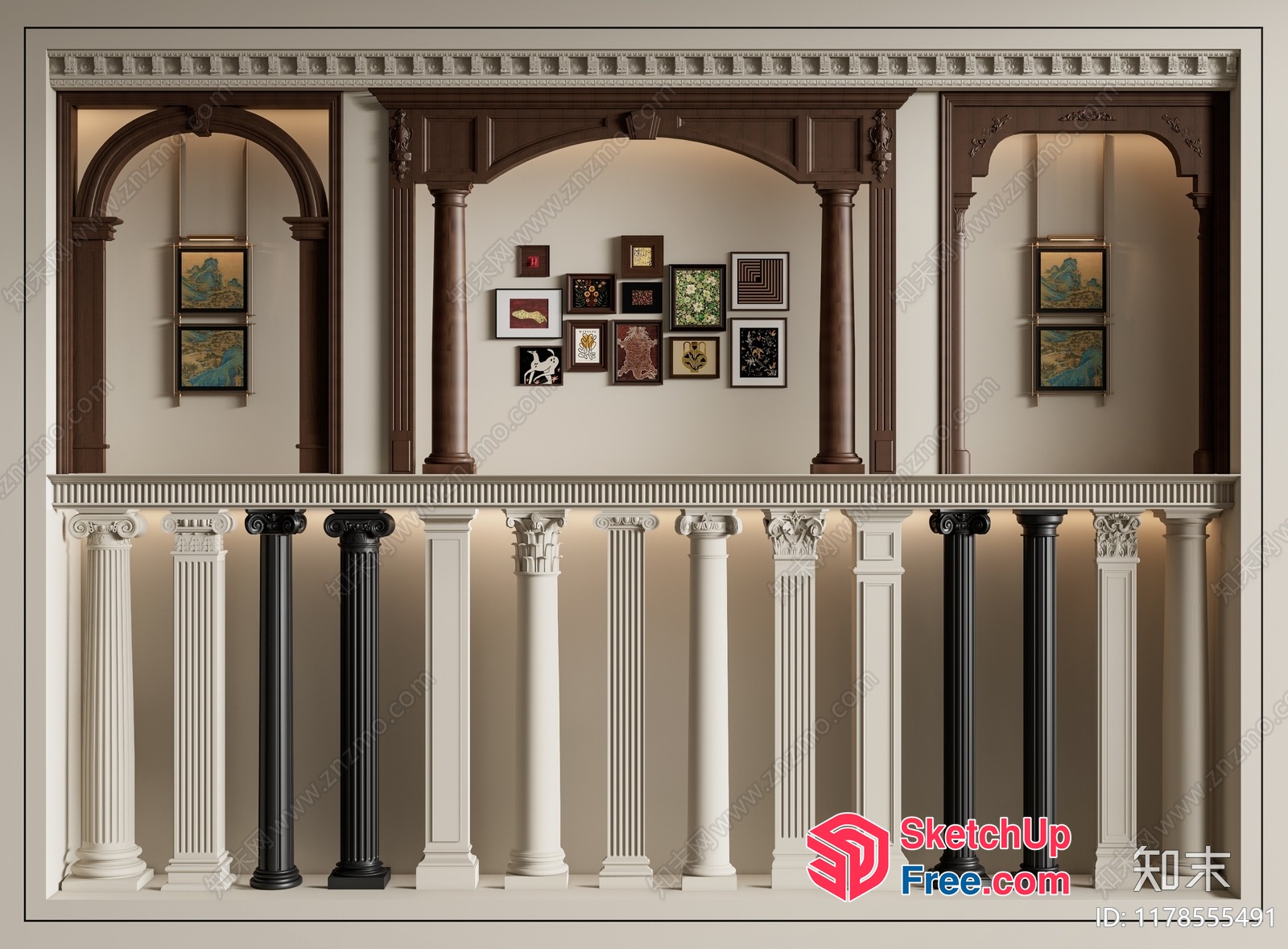 Classic Pillar Interior Design 3D SketchUp File