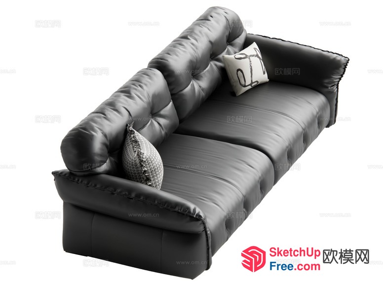 Classic Leather Sofa With Pillows 3D SketchUp File