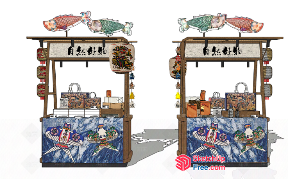 Traditional Japanese Street Food Stalls 3D SketchUp File