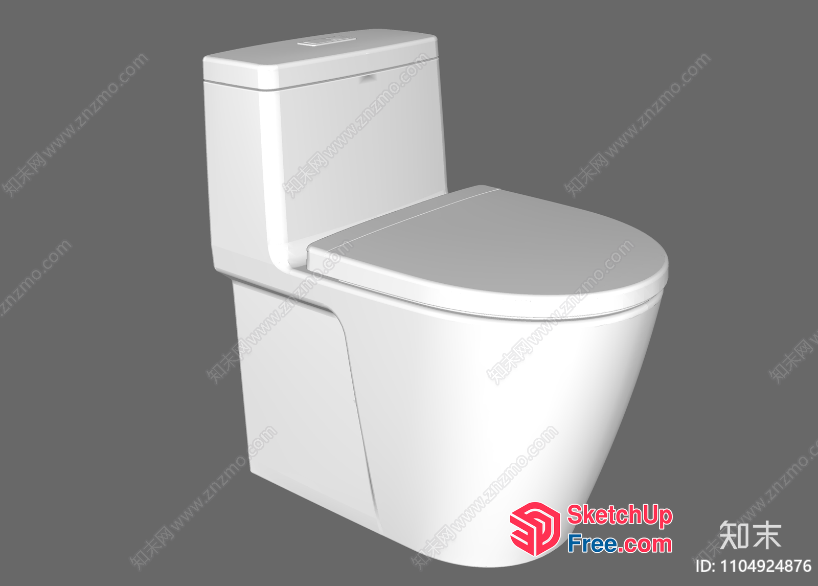 White Toilet With Lid And Tank 3D SketchUp File