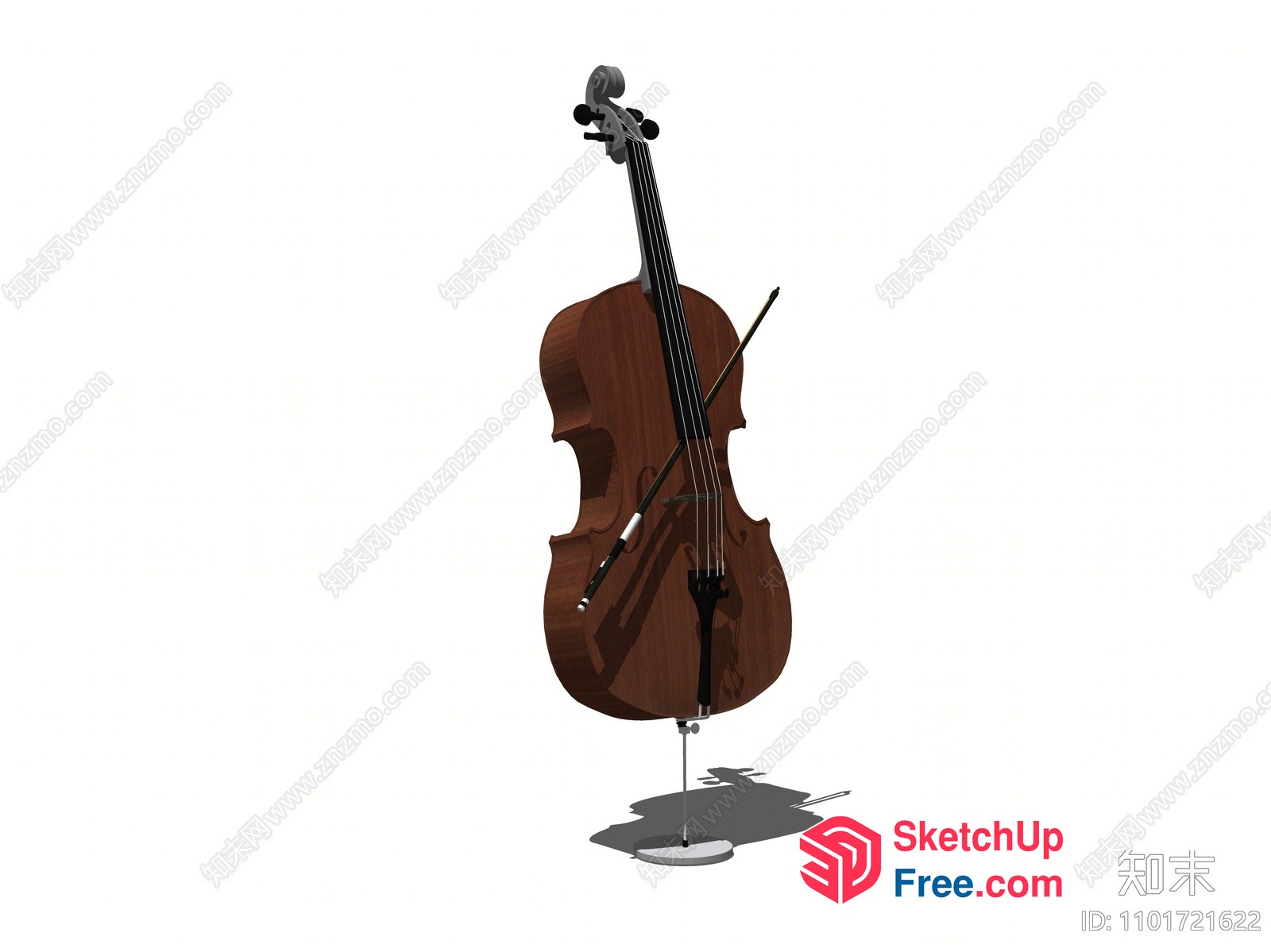Cello Instrument With Shadow 3D SketchUp File
