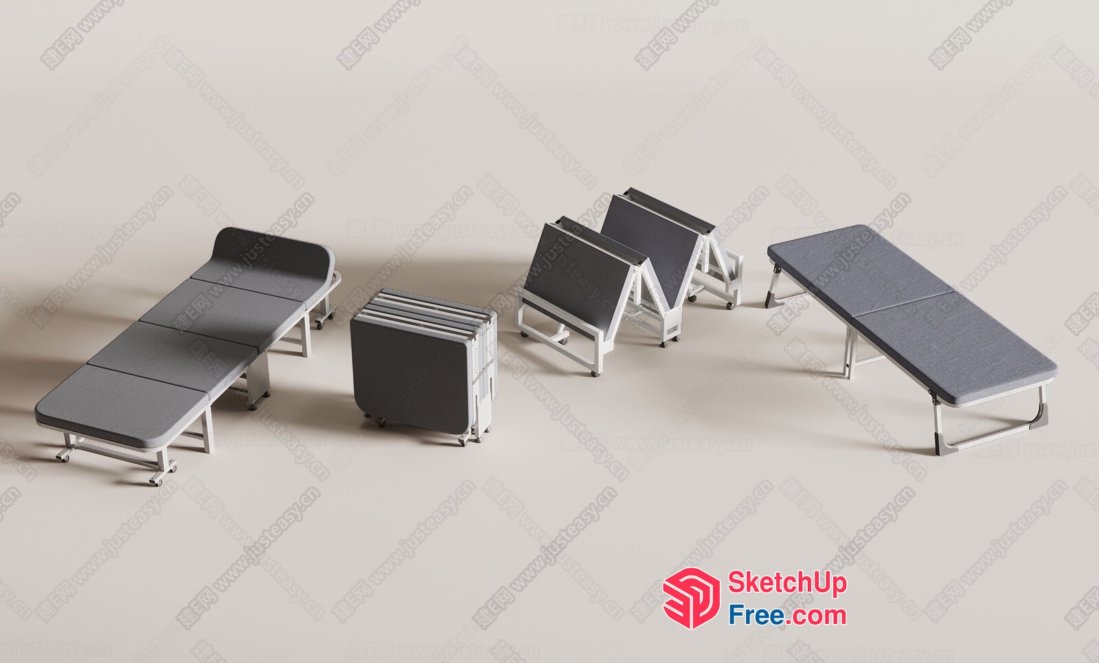 Simple Grey Folding Furniture Arrangement 3D SketchUp File