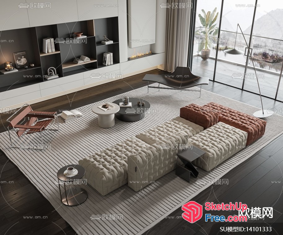 Modern Living Room With Sleek Furniture And Natural Light 3D SketchUp File