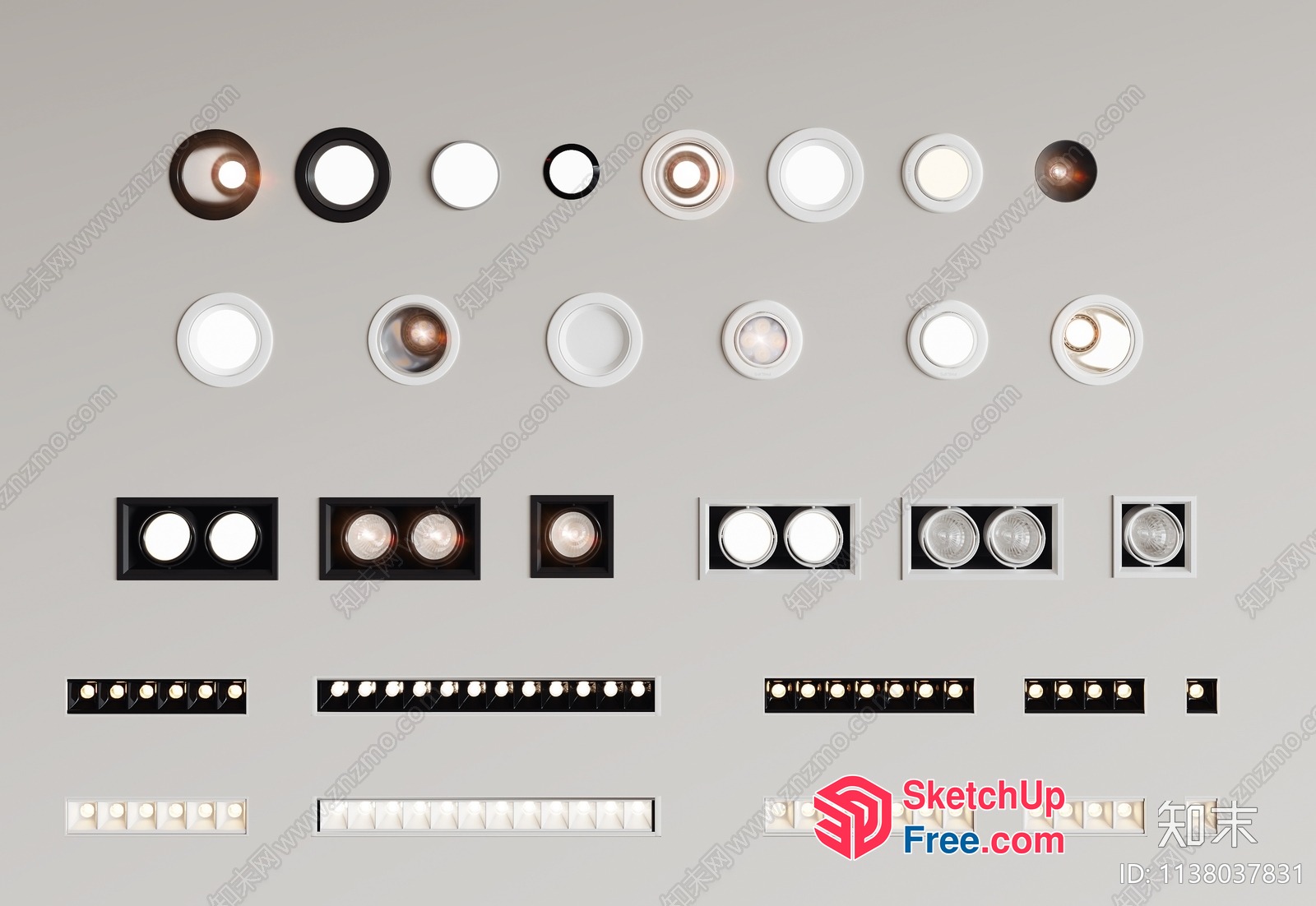Recessed Lighting Options In White And Black 3D SketchUp File